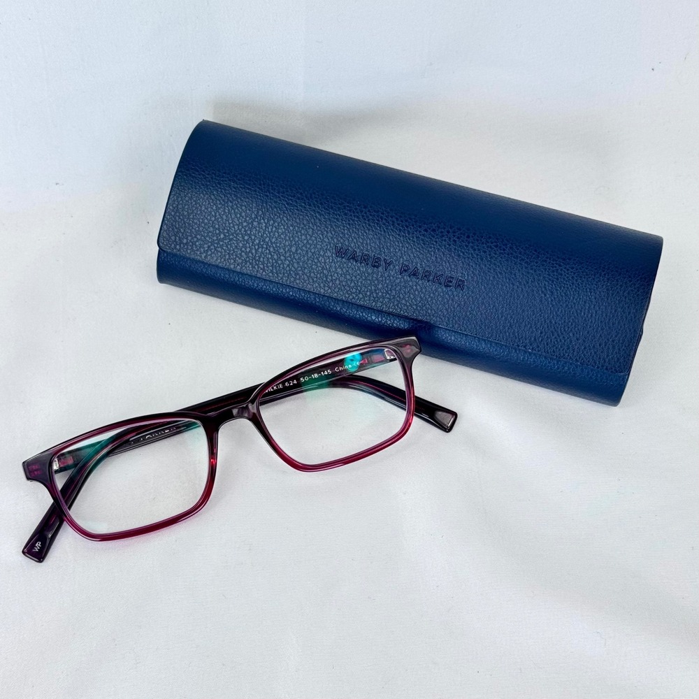 Warby Parker Wilkie Red Berry Eyeglasses Frames 50-18-145 Wine Purple Square